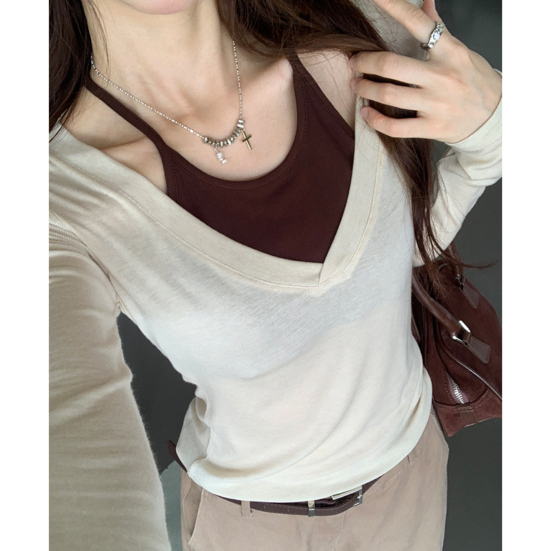 Korean style autumn slim bottoming shirt for women