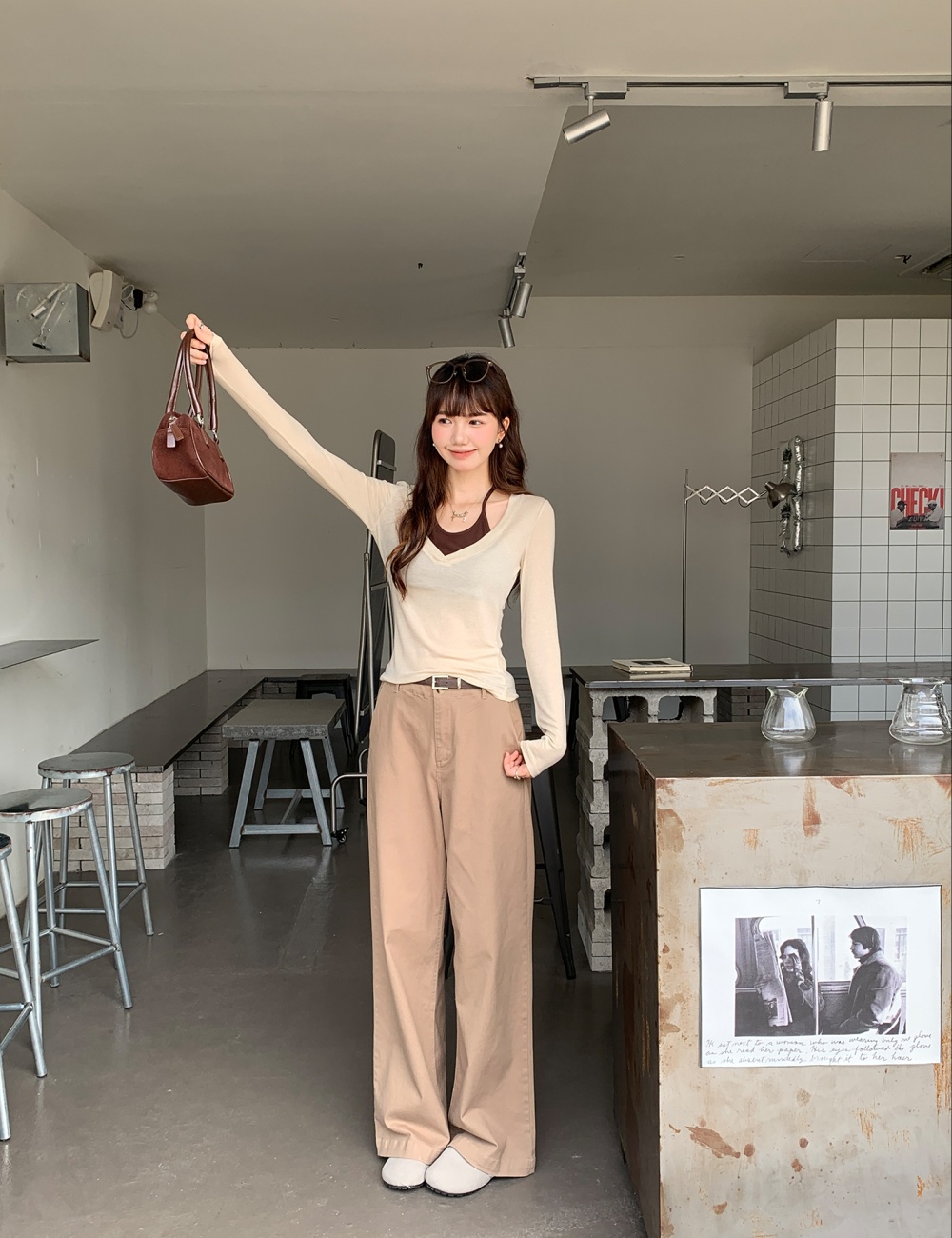 Korean style autumn slim bottoming shirt for women