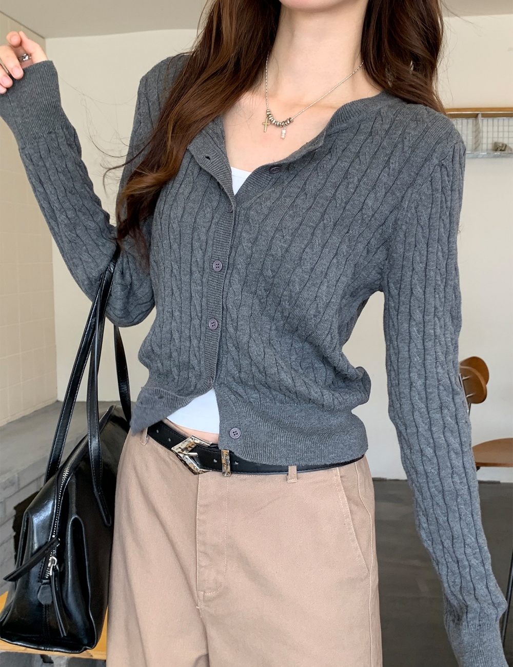 Loose temperament sweater long sleeve cardigan for women