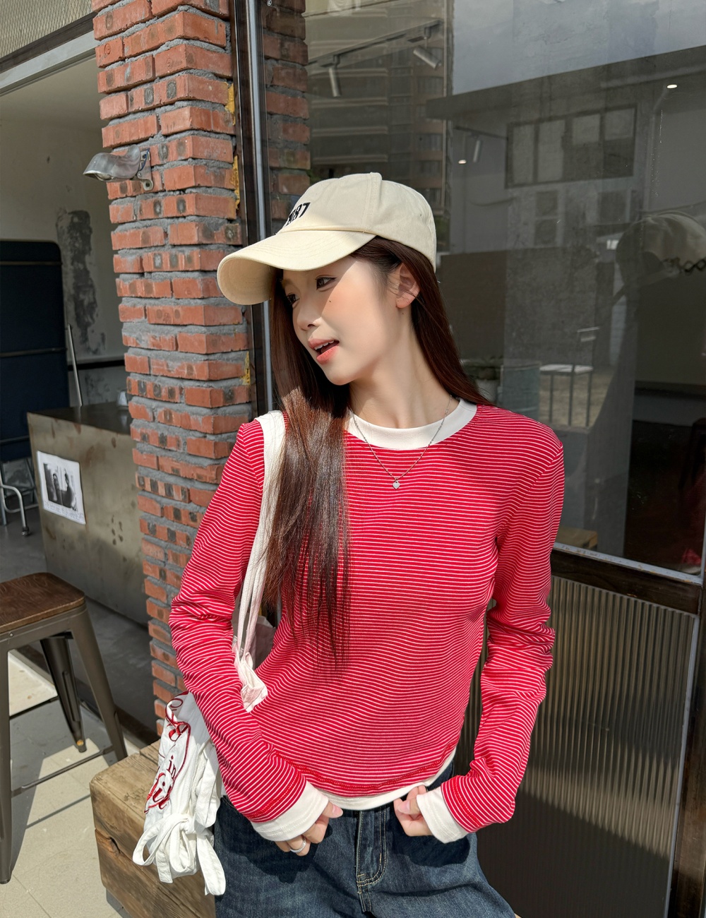 Round neck T-shirt autumn bottoming shirt for women
