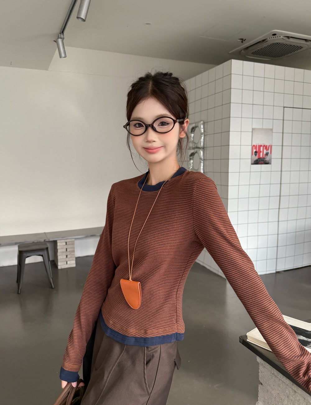 Round neck T-shirt autumn bottoming shirt for women