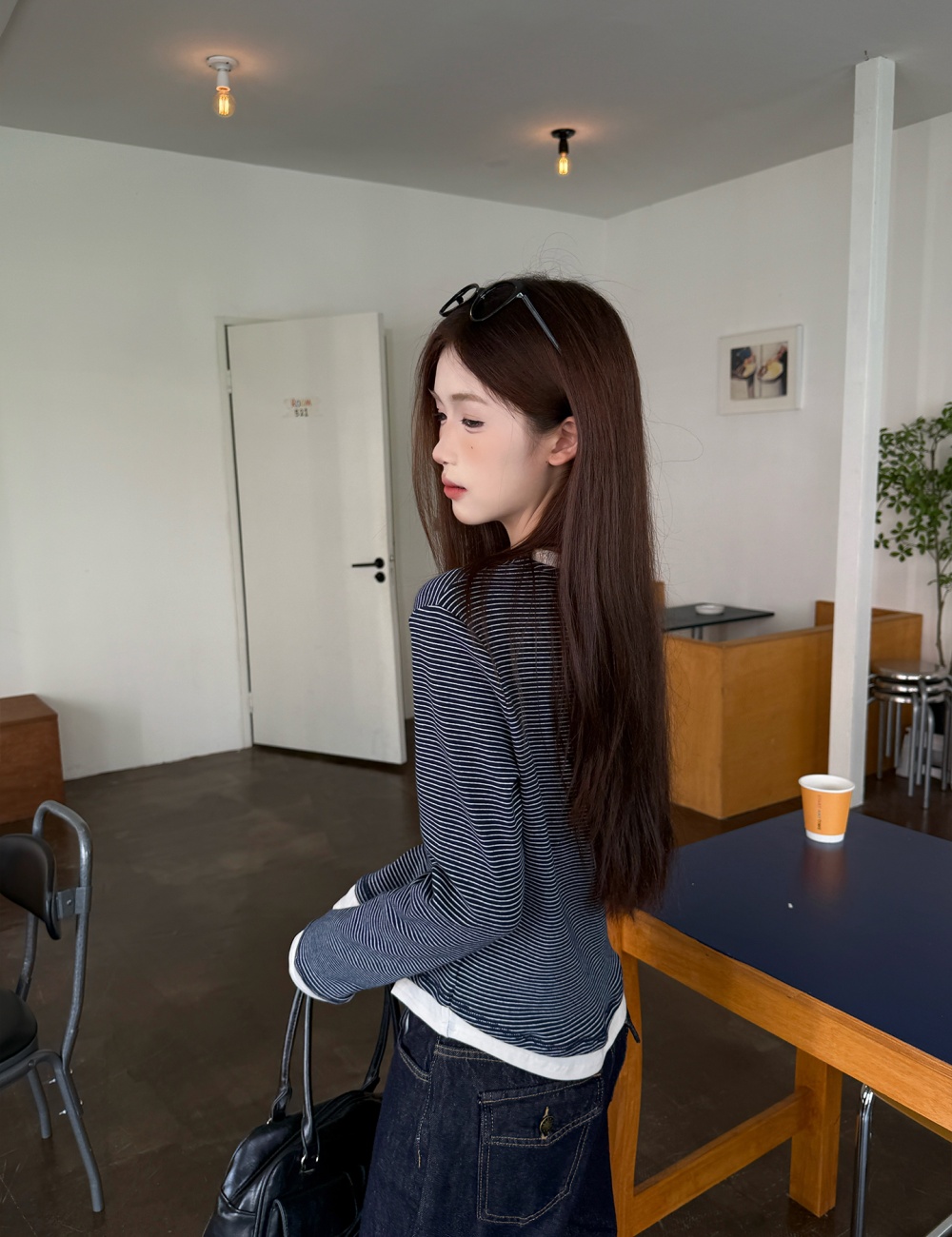 Round neck T-shirt autumn bottoming shirt for women