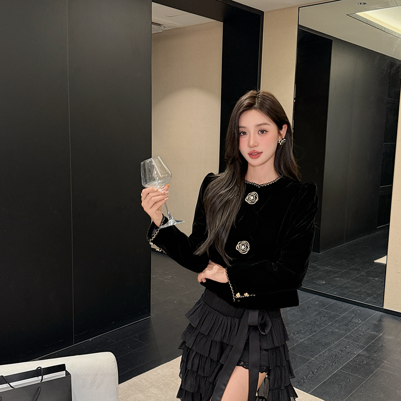 Chanelstyle retro jacket autumn velvet coat