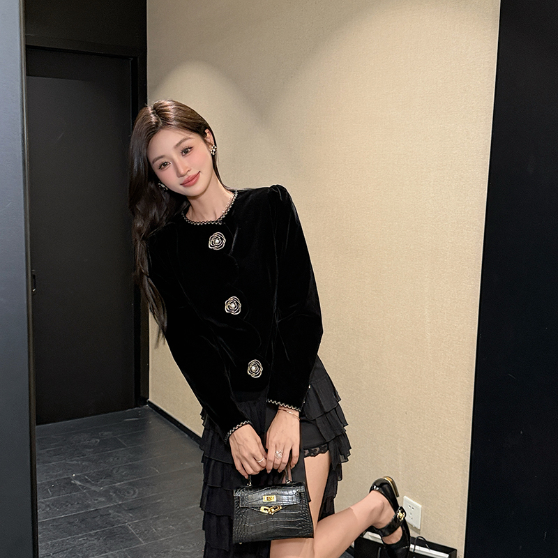 Chanelstyle retro jacket autumn velvet coat