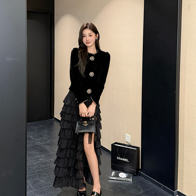 Chanelstyle retro jacket autumn velvet coat