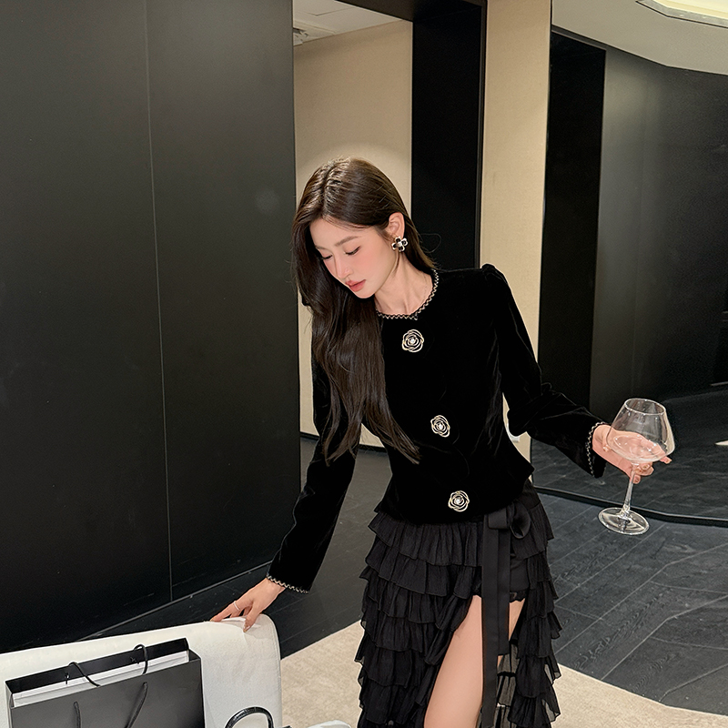 Chanelstyle retro jacket autumn velvet coat