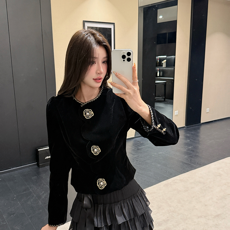 Chanelstyle retro jacket autumn velvet coat