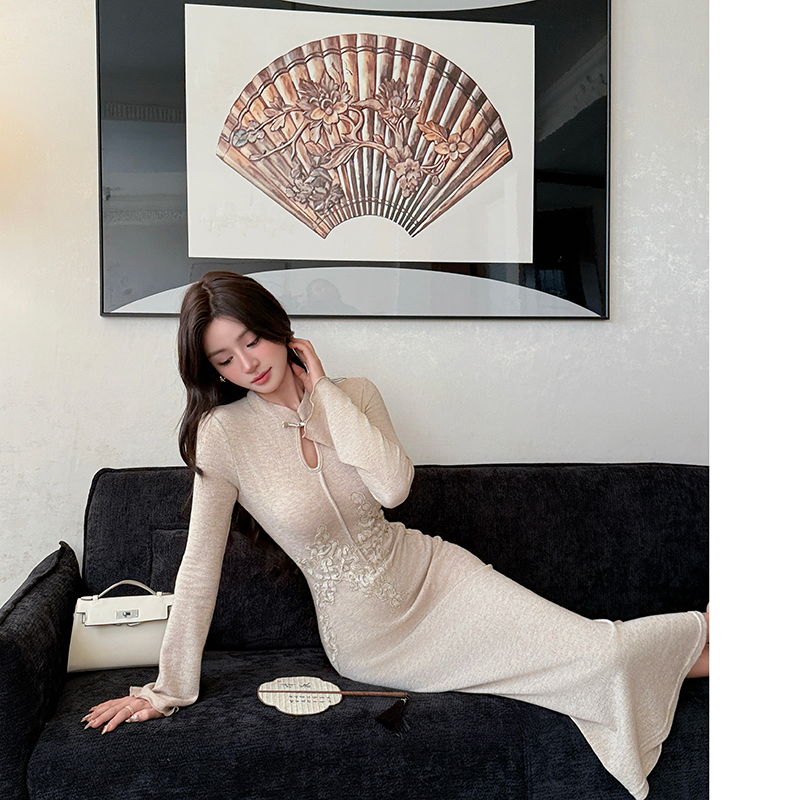 Mermaid long dress embroidery dress for women