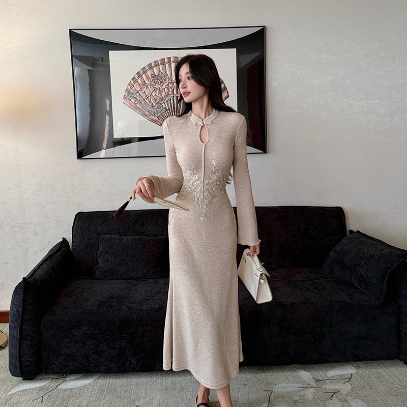 Mermaid long dress embroidery dress for women
