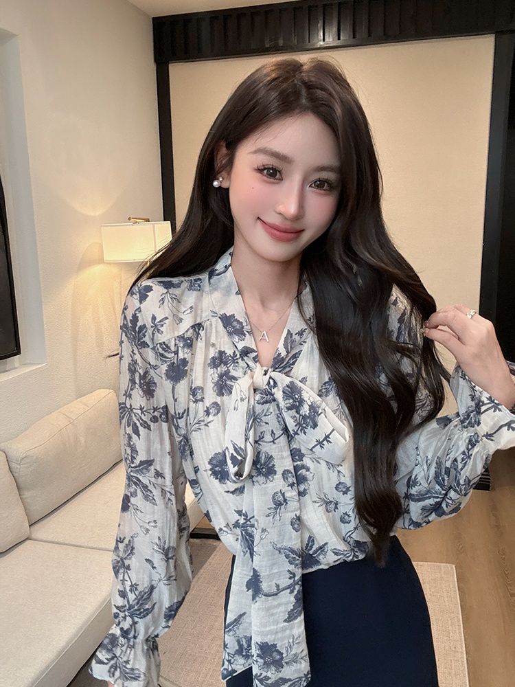Long sleeve tops chiffon shirt 2pcs set