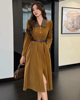 France style long dress long sleeve dress for women