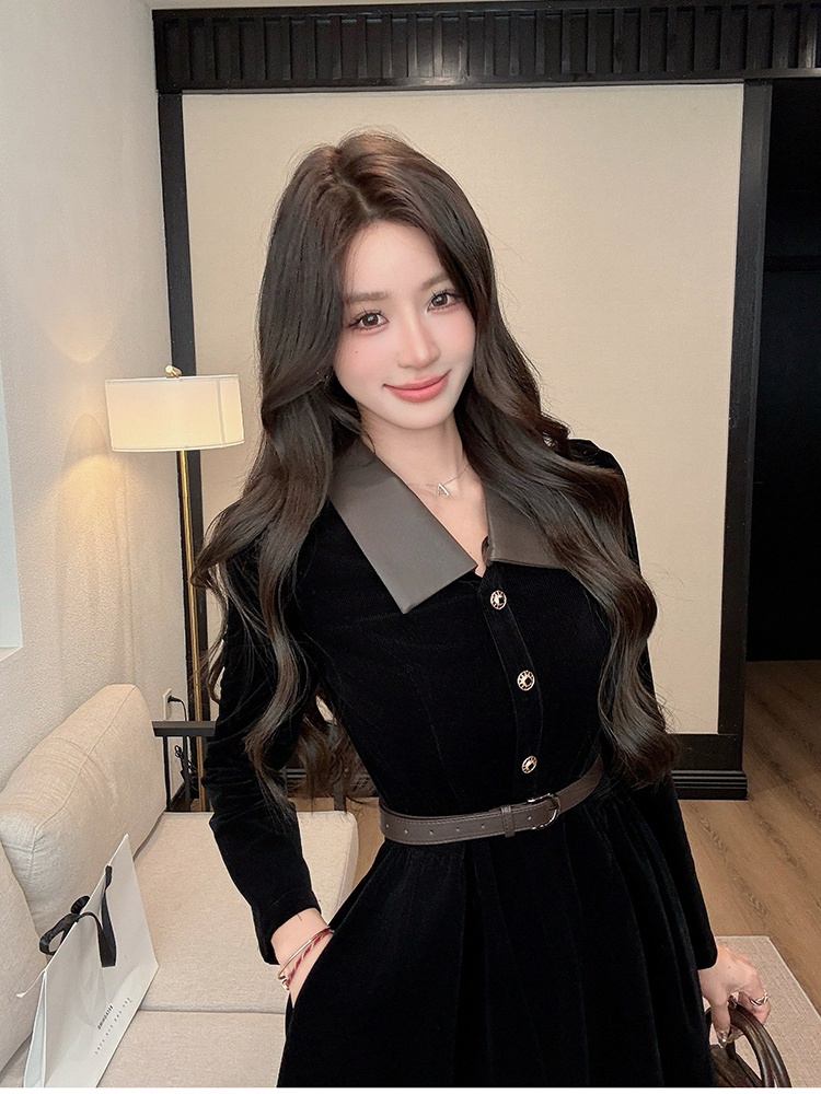 France style long dress long sleeve dress for women