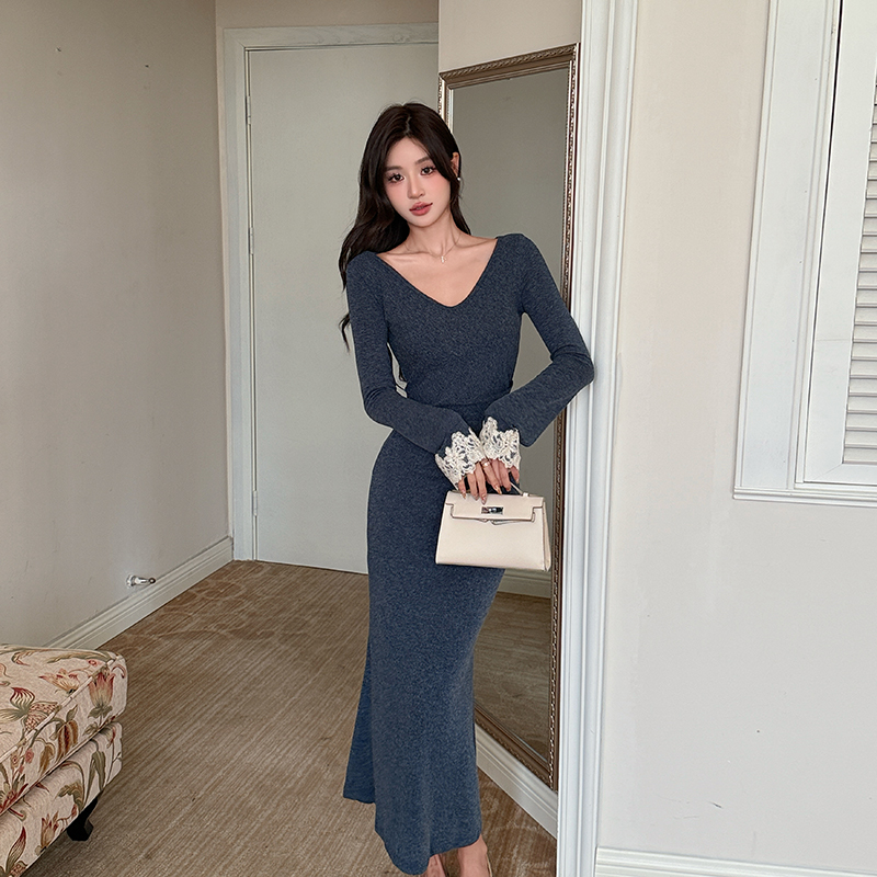 Package hip knitted elegant dress embroidery mermaid shawl