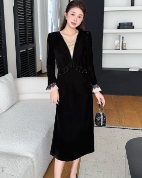 Sequins splice tassels temperament dress