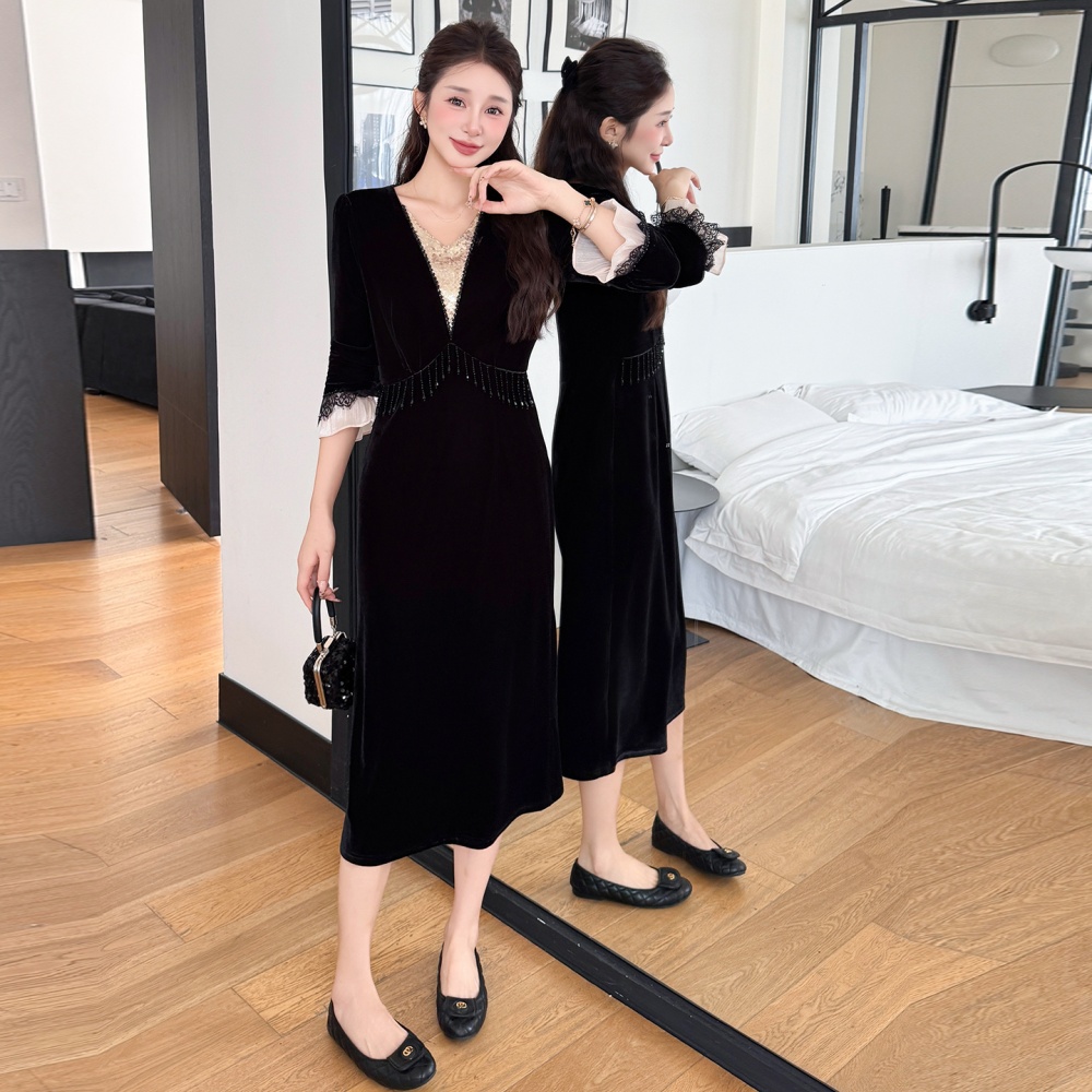 Sequins splice tassels temperament dress