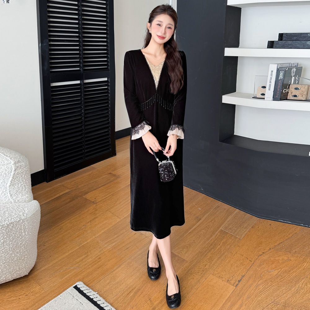 Sequins splice tassels temperament dress