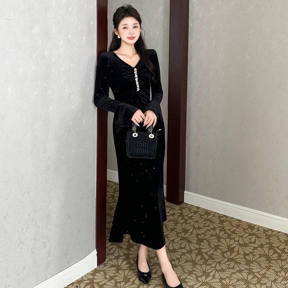 Mermaid trumpet sleeves slim elegant dress
