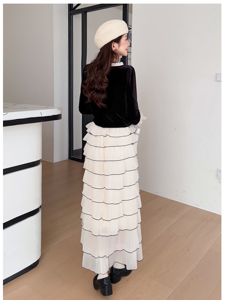 Retro autumn and winter skirt France style tops 2pcs set