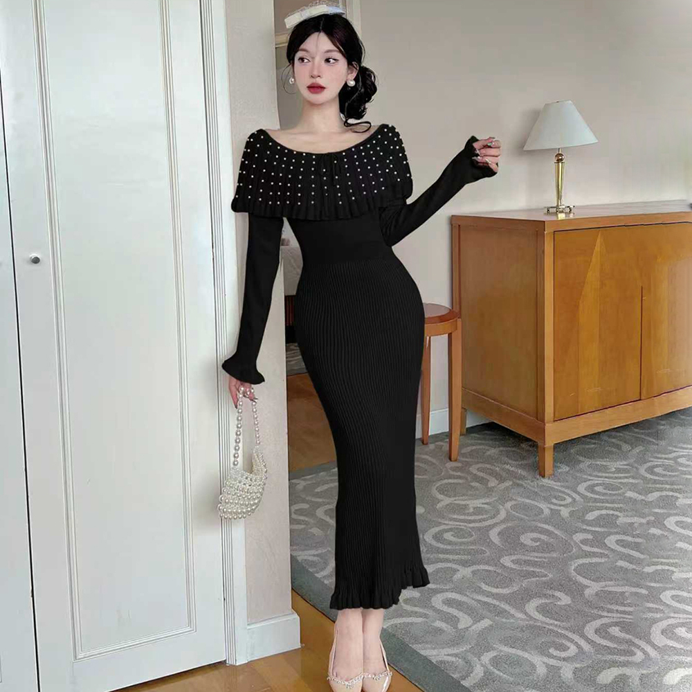 Set beads dress France style long dress