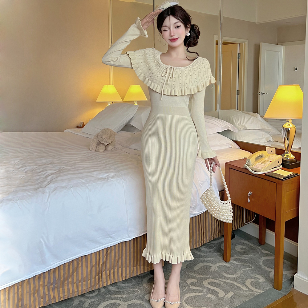 Set beads dress France style long dress