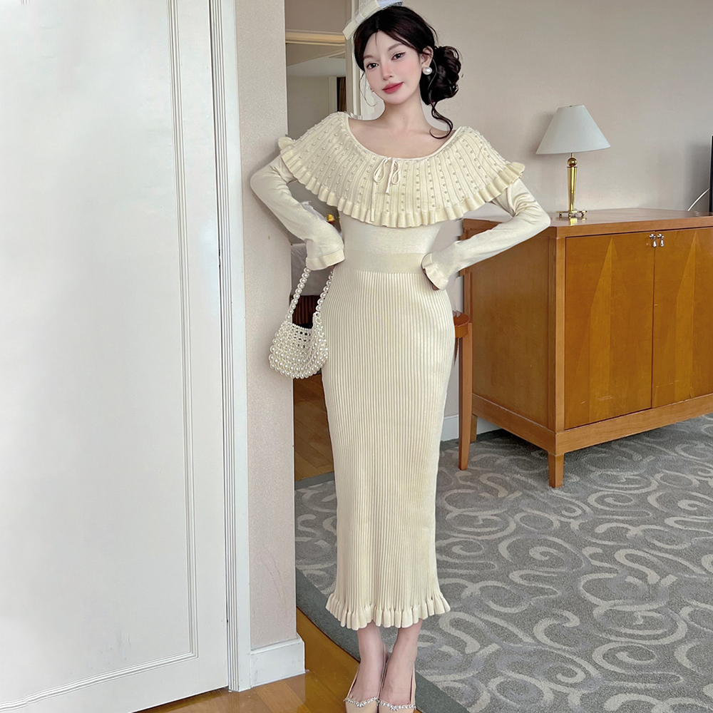 Set beads dress France style long dress