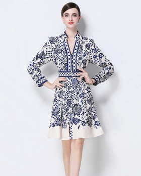 Printing fashion slim all-match dress