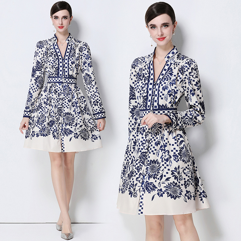 Printing fashion slim all-match dress