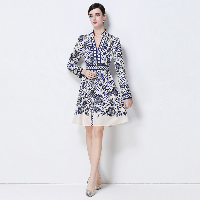 Printing fashion slim all-match dress