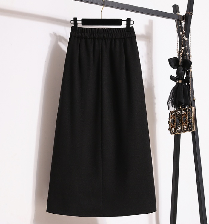 Woolen thick long dress high waist skirt for women