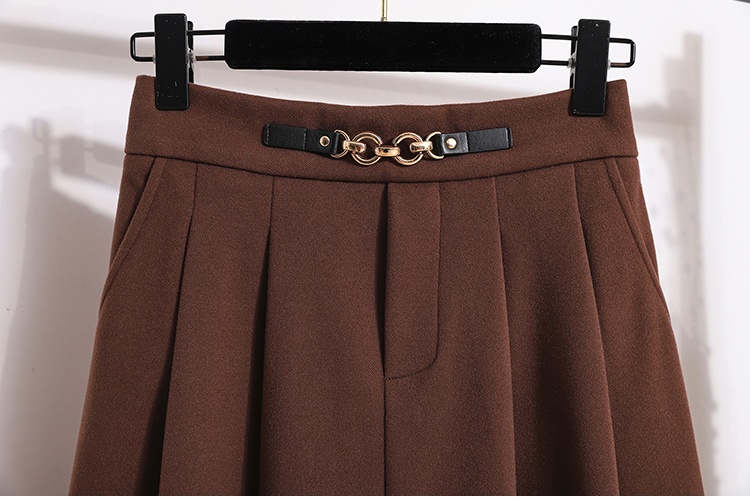 Woolen thick long dress high waist skirt for women