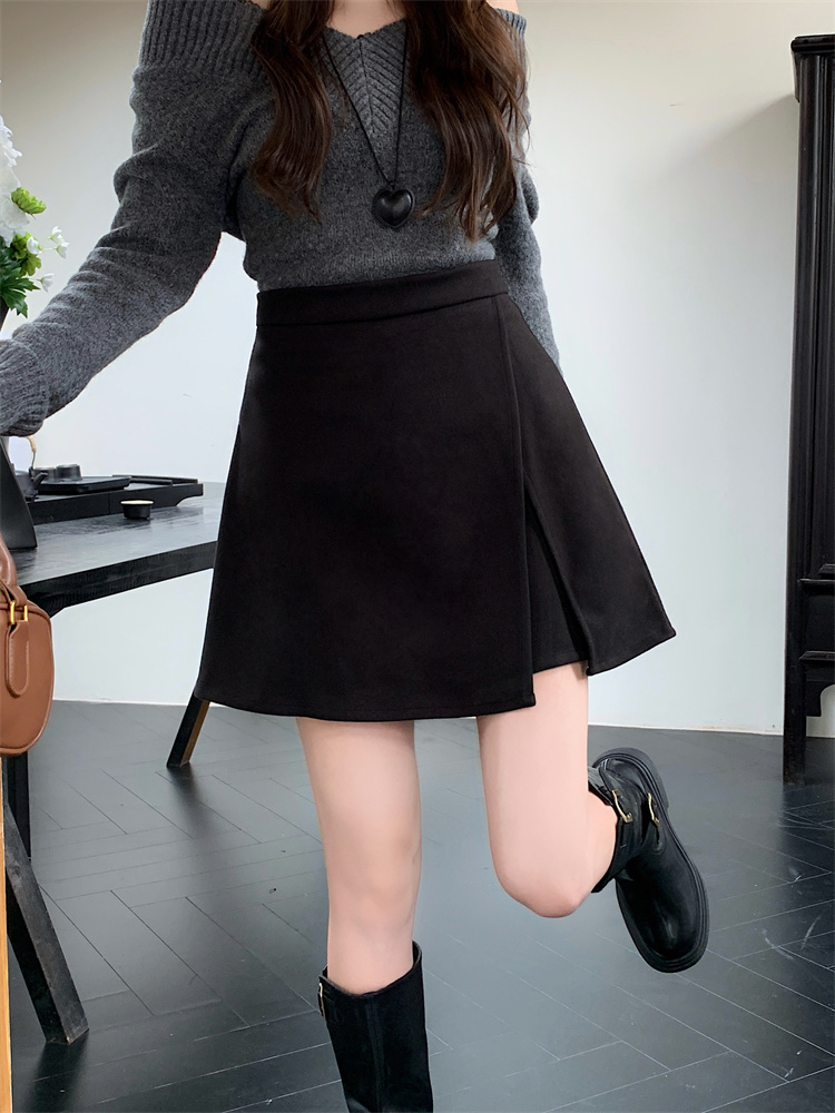 Woolen slim skirt small split culottes for women