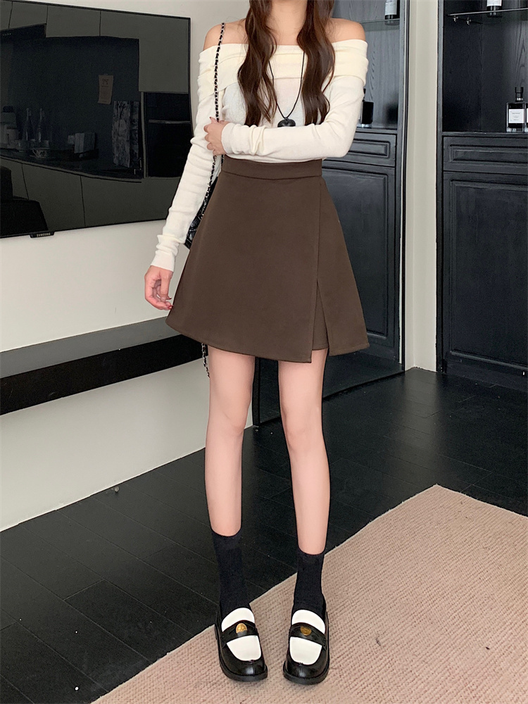 Woolen slim skirt small split culottes for women