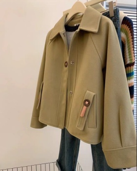 Lapel show young coat retro short woolen coat for women