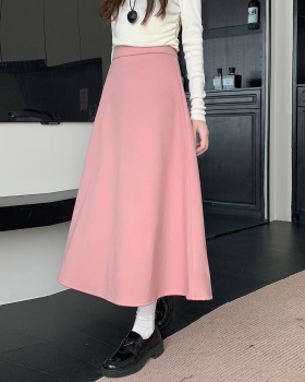 Slim pleated woolen A-line skirt for women