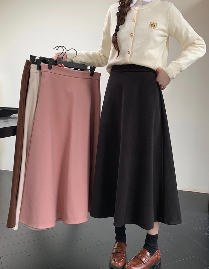 Slim pleated woolen A-line skirt for women