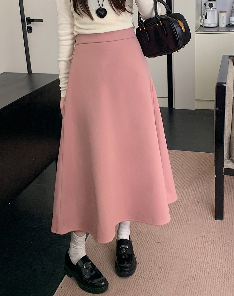 Slim pleated woolen A-line skirt for women
