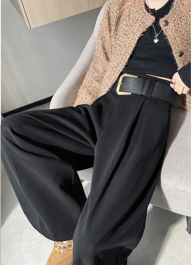 Autumn and winter wide leg pants high waist pants for women