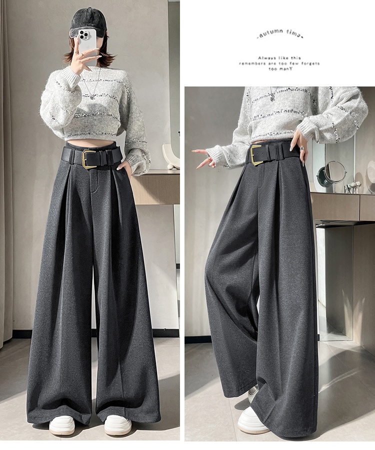 Autumn and winter wide leg pants high waist pants for women