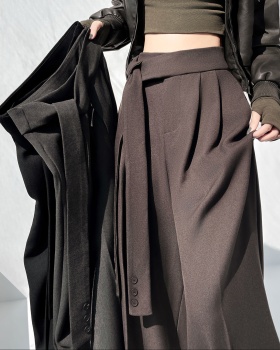 Woolen slim pants mopping wide leg pants for women