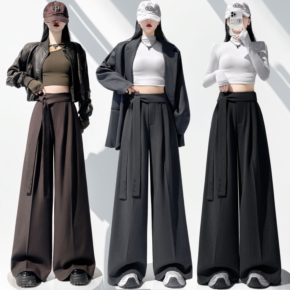 Woolen slim pants mopping wide leg pants for women