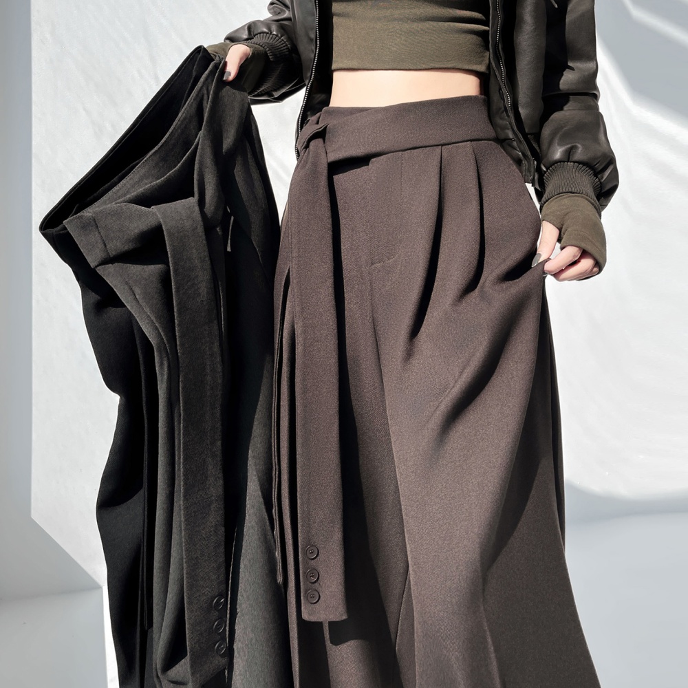 Woolen slim pants mopping wide leg pants for women