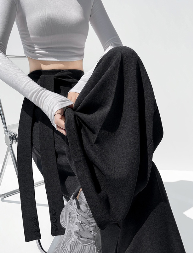 Woolen slim pants mopping wide leg pants for women