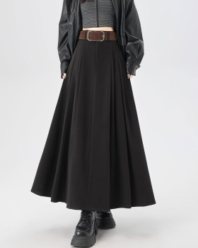 A-line pleated long skirt high waist skirt for women