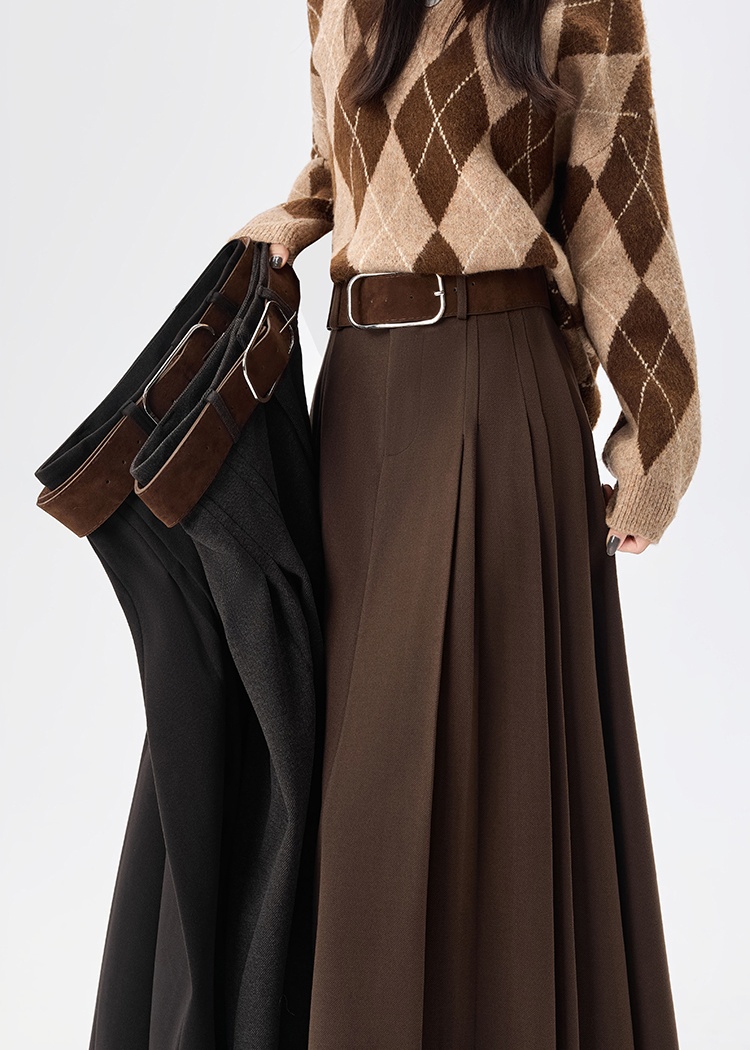 A-line pleated long skirt high waist skirt for women