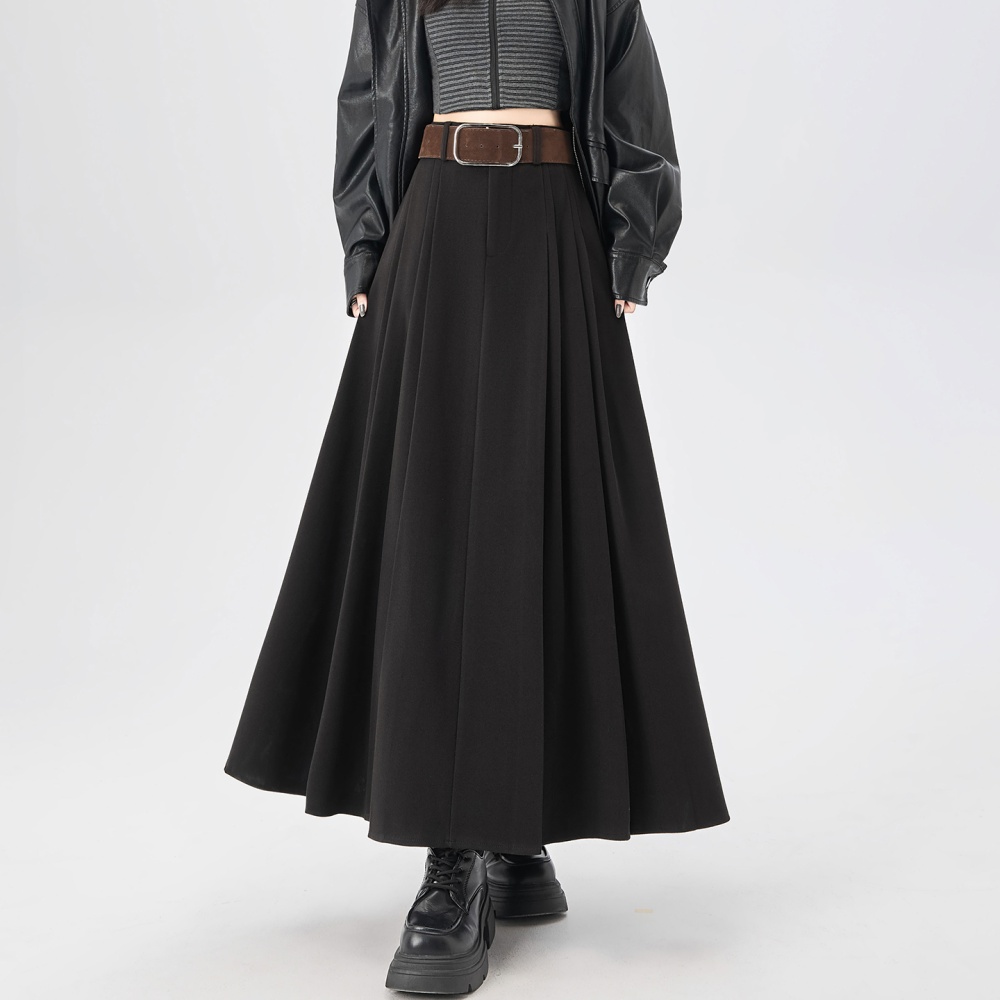 A-line pleated long skirt high waist skirt for women