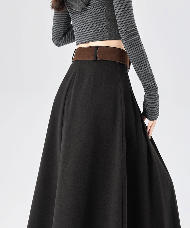 A-line pleated long skirt high waist skirt for women