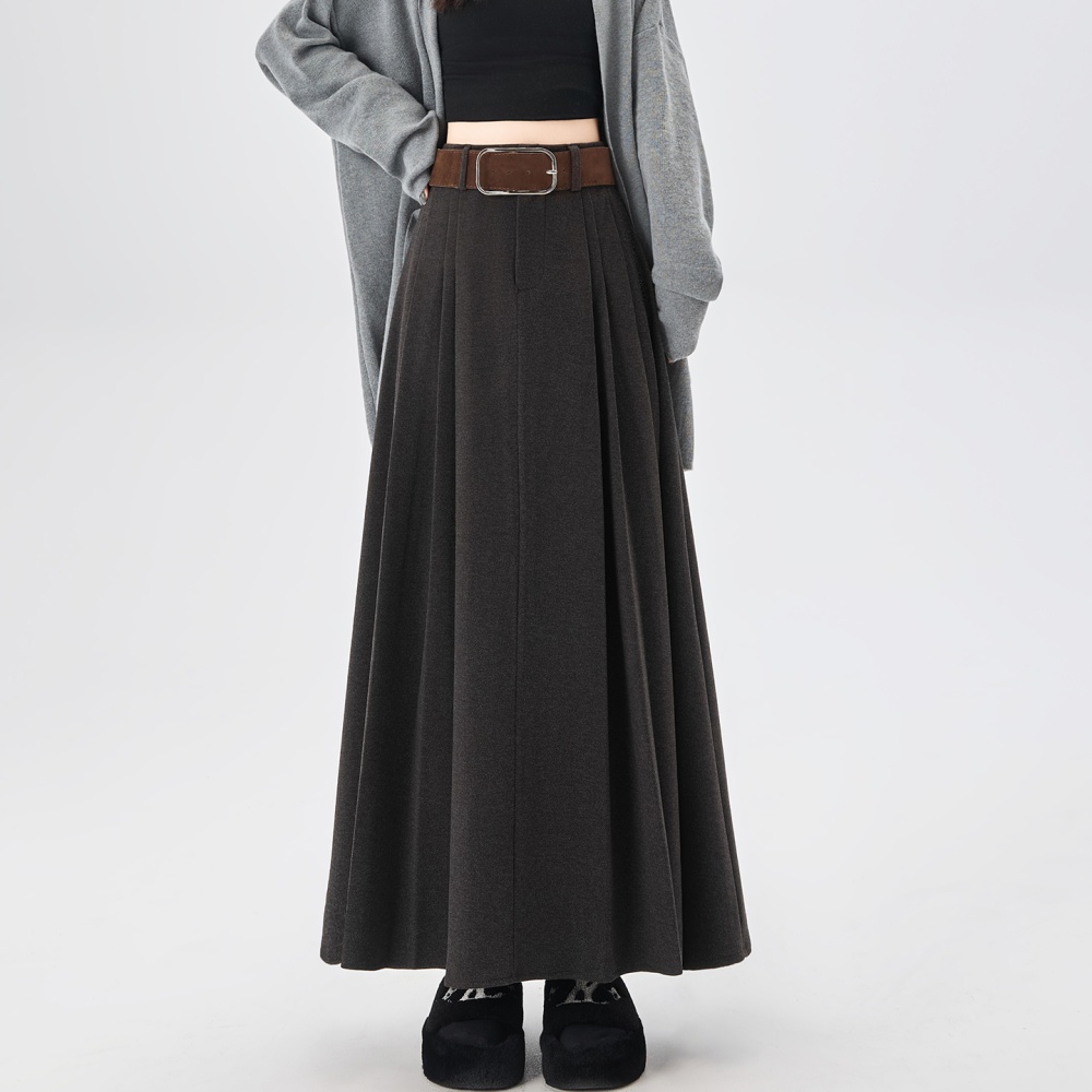 A-line pleated long skirt high waist skirt for women