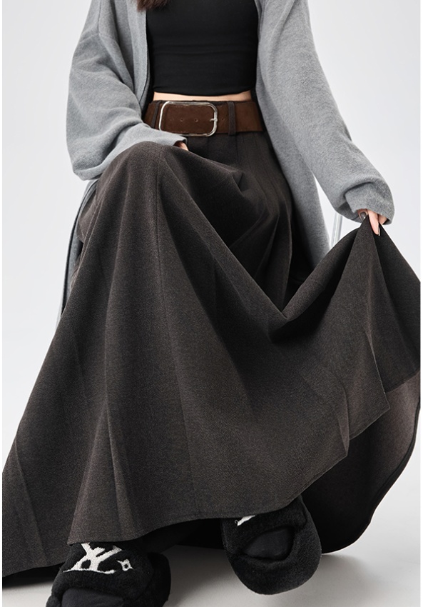 A-line pleated long skirt high waist skirt for women