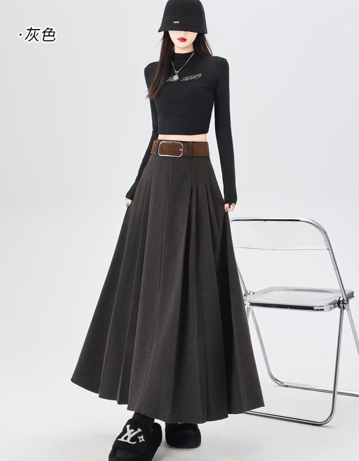 A-line pleated long skirt high waist skirt for women