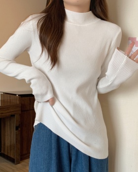 Autumn and winter simple sweater half high collar tops for women